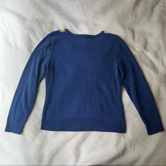 Vintage y2k Funky Preppy Blue & Green Argyle Sweater - Picture 4 of 5